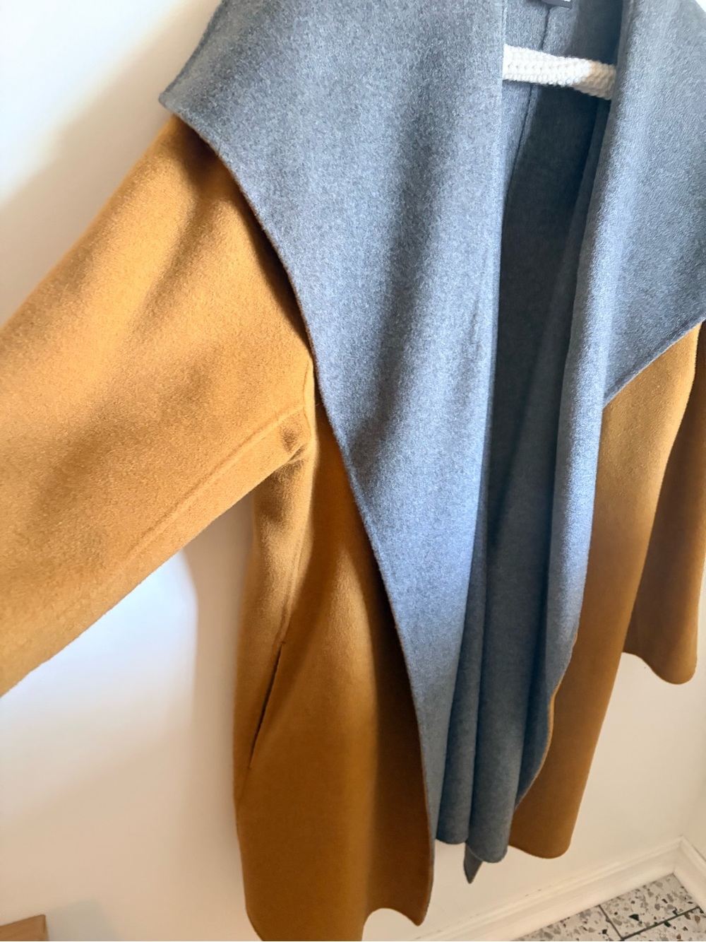 summersalt Reversible Draped Coatigan in Gray and Camel - Picture 3 of 4